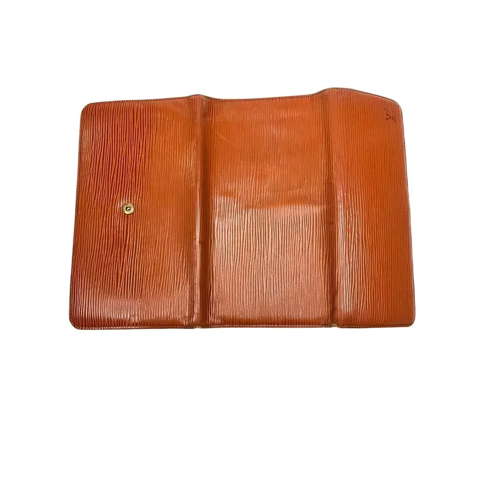Louis Vuitton Vintage Epi Leather Long Continental Wallet Brown Cognac 90's